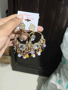 Purple and Yellow Multicolored Earings