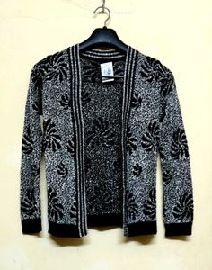 Sequin Top Floral Knit Black and Silver
