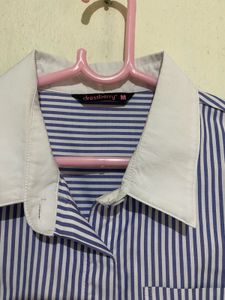 blue striped shirt