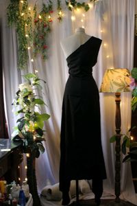 Black beaded One-Shoulder Dress