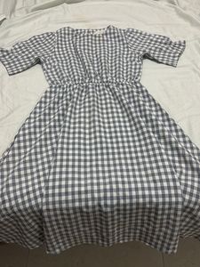 Gray Gingham Midi Dress