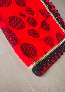 Black and Red Party Wear Georgette Saree