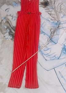 Red Striped Jumpsuit