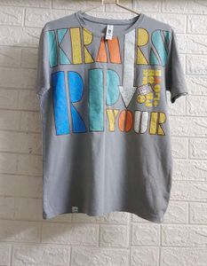 Men's Grey Printed Tshirt