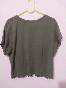 Olive Green Cropped Tee