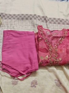 Pink Floral Embroidered Kurta Set