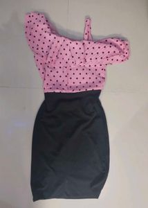 Polka Dot One-Shoulder Dress