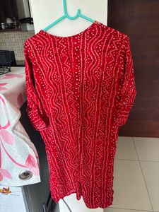Red Embroidered Kurta
