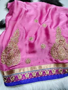 New Saree With Blouse Stitched