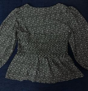 Black And White Peplum Top