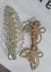 Elegant Pearl & Rhinestone Hair Clips