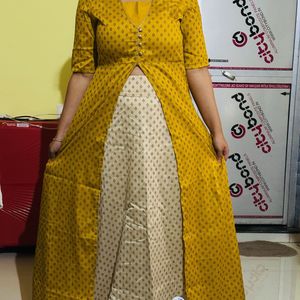 Mustard Beige Ethnic Gown