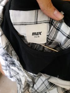 MAX Asymmetric One Shoulder Black Checked Top