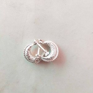 Handcrafted Silver Blue Dimond Bali Stud Earrings