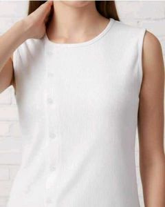 Shein Sleeveless Asymmetrical Button Closure