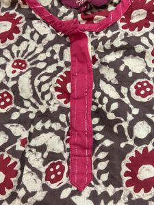 Brown Floral Print Kurta Set