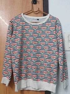 Striped Cherry Print Sweatshirt