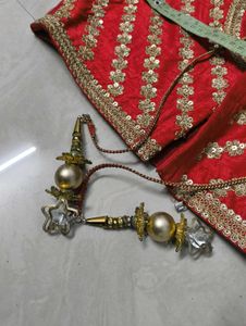 Red &amp; Gold Sequin Customized Bridal Lehenga Set