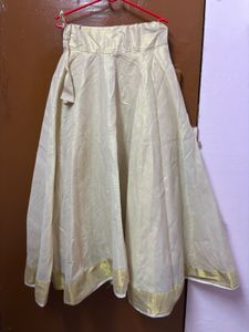 Gold &amp; White Lehenga Set