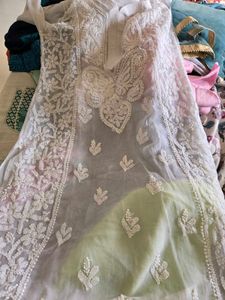 Slightly Used Chikankari White Kurti With Lining