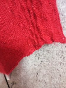 Red Knit Long Sweater Shrug