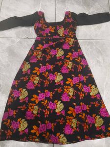 Floral Print Black Dress