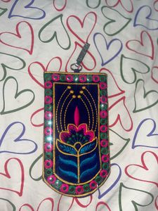 Bohemian Mirror Work Embroidered Pouch - Handmade