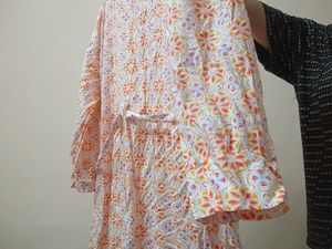 Peach Floral Print Dress