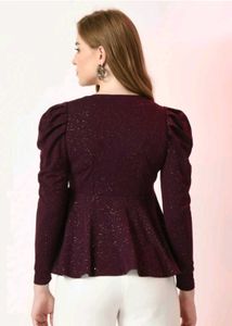 Burgundy Sparkle Peplum Top