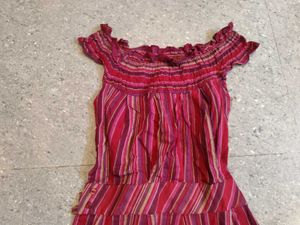 Mini Y2k Striped Offshoulder Dress