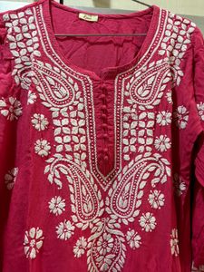 Original Chikankari Light Red Kurta