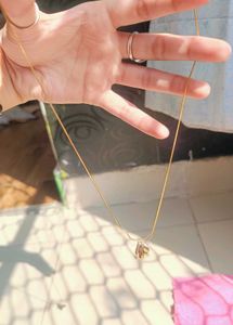 Anti Tarnish Snake Chain With Double Heart