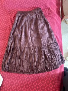 mauve silk midi Skirt- Eileen Fisher