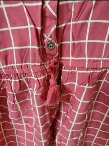 Girls Pink Checkered Top