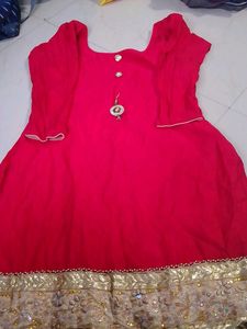 Red & Gold Embroidered Indian Tunic