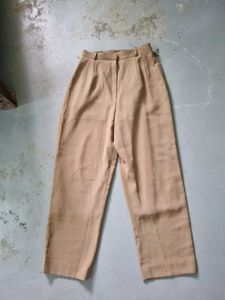 Beige Wide Leg Pants