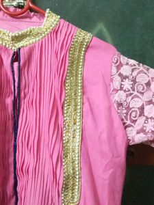 Beautiful Pink Long Kurti Size L