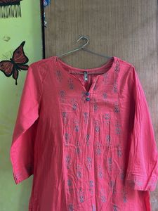 Coral Embroidered Kurta