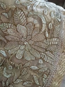 Gold Floral Embroidered Maxi Skirt