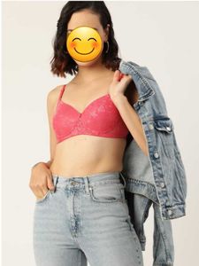 Coral Lace Push-Up Bra