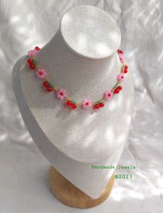 Cherry Blossom Beaded Necklace