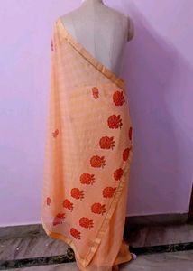 Peach Floral Saree