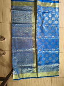 Elegant Blue &amp; Gold Saree