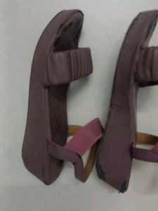 Vintage Purple Ruched Strap Sandals