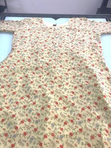Floral Kurthi Cream Colour