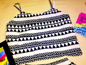 Black &amp; White Geometric Print Lounge Set