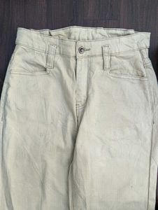 Beige Wide Leg Jeans