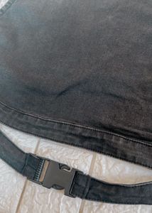 Denim Crop Top With Buckle Strap