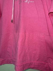 Pink Short Sleeve Hoodie
