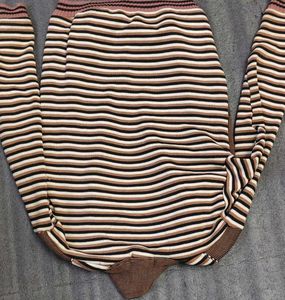 Striped Knit broken Zip-Up open front old sweater